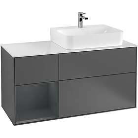 Villeroy & Boch Tvättställsskåp Finion med 3 Lådor Hylla och Bänkskiva för Ocentrerat F141HGGK