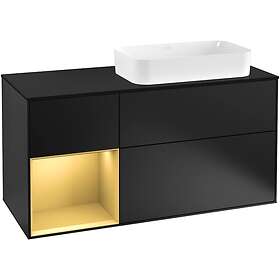 Villeroy & Boch Tvättställsskåp Finion med 3 Lådor Hylla och Bänkskiva för Ocentrerat Fristående G272HFPD