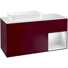 Villeroy & Boch Tvättställsskåp Finion med 3 Lådor Hylla och Bänkskiva för Ocentrerat Fristående F281MTHB