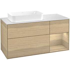 Villeroy & Boch Tvättställsskåp Finion med 3 Lådor Hylla och Bänkskiva för Ocentrerat Fristående G691PCPC