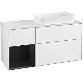 Villeroy & Boch Tvättställsskåp Finion med 3 Lådor Hylla och Bänkskiva för Ocentrerat Fristående G271PDGF