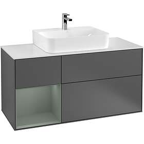 Villeroy & Boch Tvättställsskåp Finion med 3 Lådor Hylla och Bänkskiva för Centrerat G161GMGK
