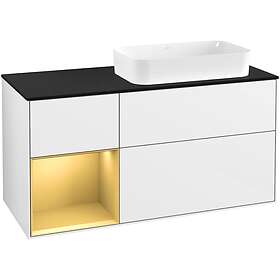 Villeroy & Boch Tvättställsskåp Finion med 3 Lådor Hylla och Bänkskiva för Ocentrerat Fristående F682HFGF