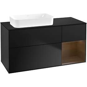 Villeroy & Boch Tvättställsskåp Finion med 3 Lådor Hylla och Bänkskiva för Ocentrerat Fristående F692GNPD