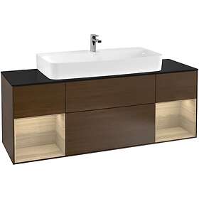 Villeroy & Boch Tvättställsskåp Finion med Två Hyllor och Bänkskiva för Centrerat F212PCGN