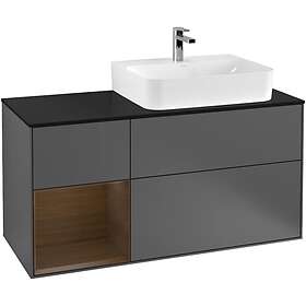 Villeroy & Boch Tvättställsskåp Finion med 3 Lådor Hylla och Bänkskiva för Ocentrerat G142GNGK