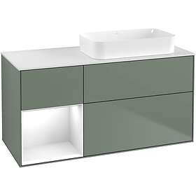 Villeroy & Boch Tvättställsskåp Finion med 3 Lådor Hylla och Bänkskiva för Ocentrerat Fristående G681GFGM