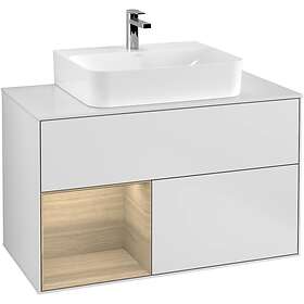Villeroy & Boch Tvättställsskåp Finion med 2 Lådor Hylla och Bänkskiva för Centrerat G111PCMT