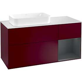 Villeroy & Boch Tvättställsskåp Finion med 3 Lådor Hylla och Bänkskiva för Ocentrerat Fristående G281HGHB