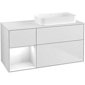 Villeroy & Boch Tvättställsskåp Finion med 3 Lådor Hylla och Bänkskiva för Ocentrerat Fristående G681GFMT