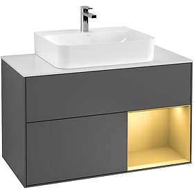 Villeroy & Boch Tvättställsskåp Finion med 2 Lådor Hylla och Bänkskiva för Centrerat F121HFGK