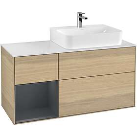 Villeroy & Boch Tvättställsskåp Finion med 3 Lådor Hylla och Bänkskiva för Ocentrerat F141HGPC