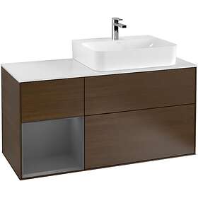 Villeroy & Boch Tvättställsskåp Finion med 3 Lådor Hylla och Bänkskiva för Ocentrerat F141GKGN