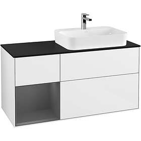 Villeroy & Boch Tvättställsskåp Finion med 3 Lådor Hylla och Bänkskiva för Ocentrerat Ytmonterat F392GKGF