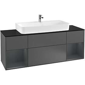 Villeroy & Boch Tvättställsskåp Finion med Två Hyllor och Bänkskiva för Centrerat F212HGGK