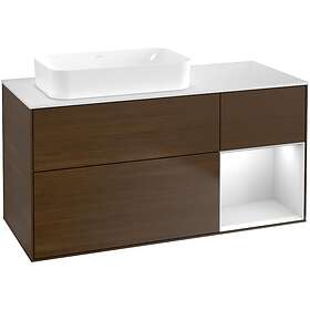 Villeroy & Boch Tvättställsskåp Finion med 3 Lådor Hylla och Bänkskiva för Ocentrerat Fristående F691MTGN