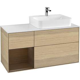 Villeroy & Boch Tvättställsskåp Finion med 3 Lådor Hylla och Bänkskiva för Ocentrerat F141GNPC