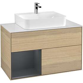 Villeroy & Boch Tvättställsskåp Finion med 2 Lådor Hylla och Bänkskiva för Centrerat F111HGPC