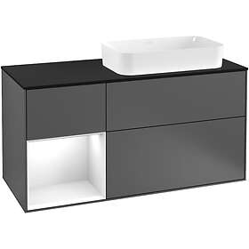 Villeroy & Boch Tvättställsskåp Finion med 3 Lådor Hylla och Bänkskiva för Ocentrerat Fristående F272GFGK