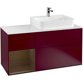 Villeroy & Boch Tvättställsskåp Finion med 3 Lådor Hylla och Bänkskiva för Ocentrerat F141GNHB