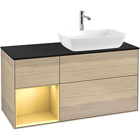 Villeroy & Boch Tvättställsskåp Finion med 3 Lådor Hylla och Bänkskiva för Ocentrerat från Artis Collaro F802HFPC