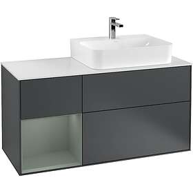 Villeroy & Boch Tvättställsskåp Finion med 3 Lådor Hylla och Bänkskiva för Ocentrerat F141GMHG