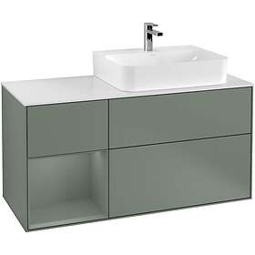 Villeroy & Boch Tvättställsskåp Finion med 3 Lådor Hylla och Bänkskiva för Ocentrerat F141GMGM