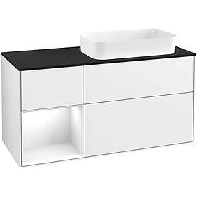 Villeroy & Boch Tvättställsskåp Finion med 3 Lådor Hylla och Bänkskiva för Ocentrerat Fristående G682GFGF