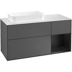Villeroy & Boch Tvättställsskåp Finion med 3 Lådor Hylla och Bänkskiva för Ocentrerat Fristående G281PDGK