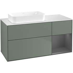 Villeroy & Boch Tvättställsskåp Finion med 3 Lådor Hylla och Bänkskiva för Ocentrerat Fristående G691GKGM