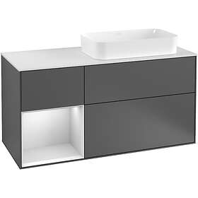 Villeroy & Boch Tvättställsskåp Finion med 3 Lådor Hylla och Bänkskiva för Ocentrerat Fristående F271MTGK