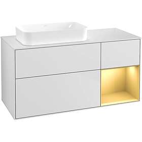Villeroy & Boch Tvättställsskåp Finion med 3 Lådor Hylla och Bänkskiva för Ocentrerat Fristående F691HFMT