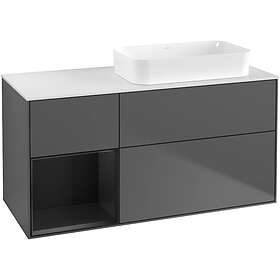 Villeroy & Boch Tvättställsskåp Finion med 3 Lådor Hylla och Bänkskiva för Ocentrerat Fristående G681PDGK