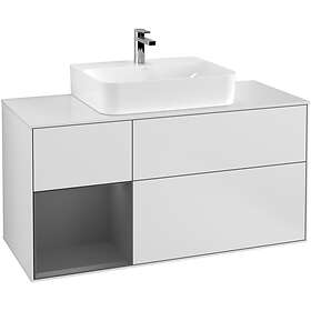 Villeroy & Boch Tvättställsskåp Finion med 3 Lådor Hylla och Bänkskiva för Centrerat G161GKMT