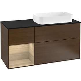 Villeroy & Boch Tvättställsskåp Finion med 3 Lådor Hylla och Bänkskiva för Ocentrerat Fristående G272PCGN