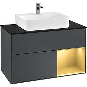 Villeroy & Boch Tvättställsskåp Finion med 2 Lådor Hylla och Bänkskiva för Centrerat F122HFHG