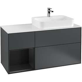 Villeroy & Boch Tvättställsskåp Finion med 3 Lådor Hylla och Bänkskiva för Ocentrerat Ytmonterat F391PDHG