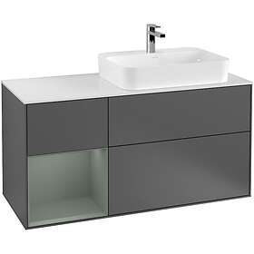 Villeroy & Boch Tvättställsskåp Finion med 3 Lådor Hylla och Bänkskiva för Ocentrerat Ytmonterat F391GMGK