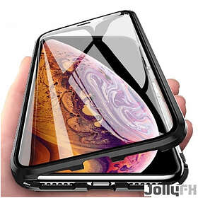 Full Magnetisk Fodral Full Body Front och Back Cover härdat glas för iPhone XS Max Svart-transparent