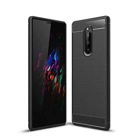 Carbon Case Flexible Cover TPU Case for Sony Xperia 1 Svart