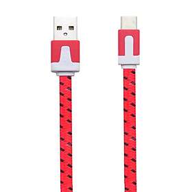 Shot Case Noodle typ C-kabel för Key One Android USB-laddare 1,5 m flätad kontakt (röd färg)