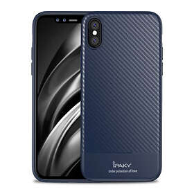 iPaky Carbon Fiber flexibelt skydd TPU fodral till iPhone XS Max Blå