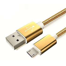 Metallkabel, nylon, mikro-USB, för Galaxy J6+, Android-smarttelefon, laddningsport, guldfärger, 3 stycken