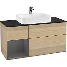 Villeroy & Boch Tvättställsskåp Finion med 3 Lådor Hylla och Bänkskiva för Ytmonterat Tvättställ F412GKPC