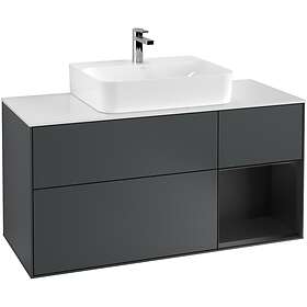 Villeroy & Boch Tvättställsskåp Finion med 3 Lådor Hylla och Bänkskiva för Centrerat Tvättställ F171PDHG