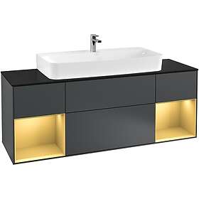 Villeroy & Boch Tvättställsskåp Finion med Två Hyllor och Bänkskiva för Centrerat Tvättställ F212HFHG