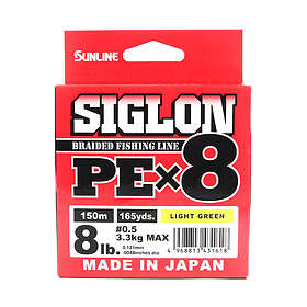 Sunline Siglon PE X8 Braid, Light Green 150m 0.121mm