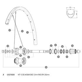 Mavic Spokes Ds Askium Disc Rear Right 12 Units Svart 292 mm