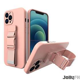 JollyFX Rope-fodral gel TPU-airbag-fodral med rem för Galaxy A22 4G Rosa
