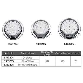 Barigo 70 Mm Chrome Brass Thermo-hygrometer Silver 88 x 25 mm